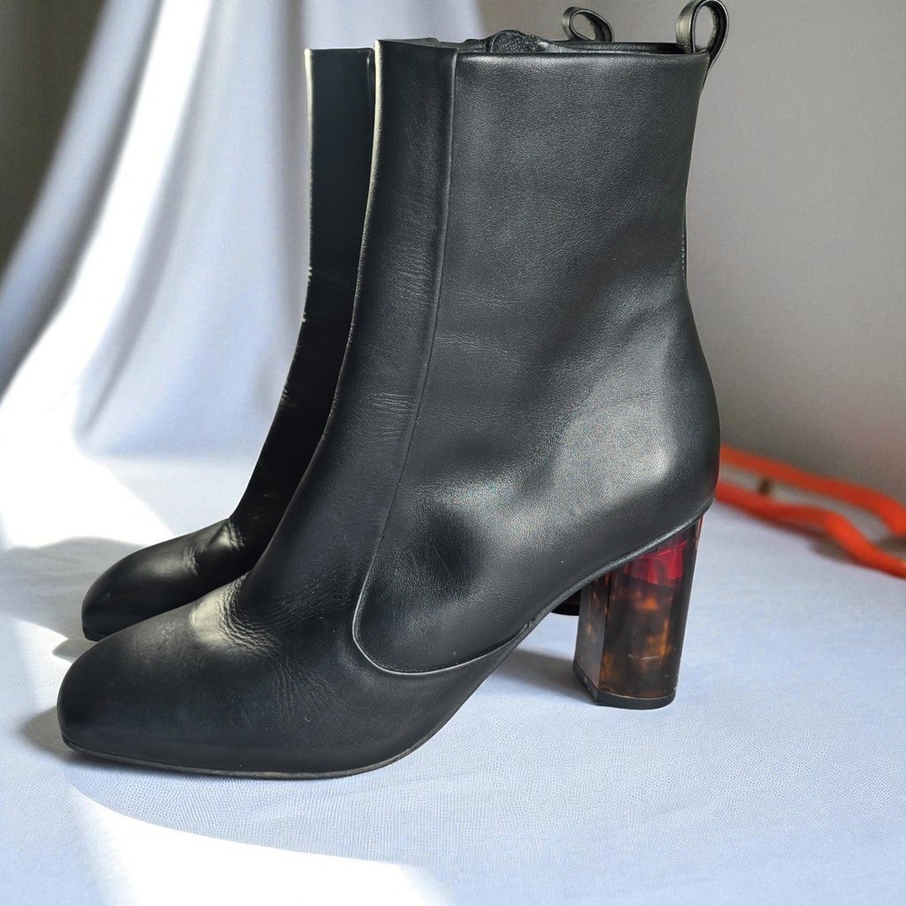 Kurt Geiger London Ankle Boots Woman 37 (6.5-7 US) Black‎ Leather Tortoise Heel